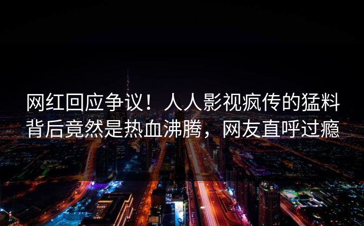 网红回应争议！人人影视疯传的猛料背后竟然是热血沸腾，网友直呼过瘾