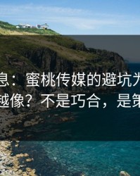 内部消息：蜜桃传媒的避坑为什么越改越像？不是巧合，是策略