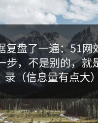 我把数据复盘了一遍：51网效率提升最快的一步，不是别的，就是账号登录（信息量有点大）