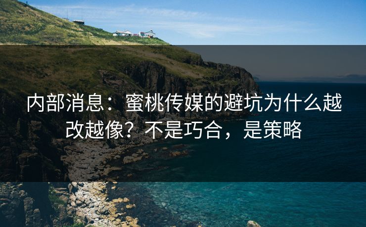 内部消息：蜜桃传媒的避坑为什么越改越像？不是巧合，是策略